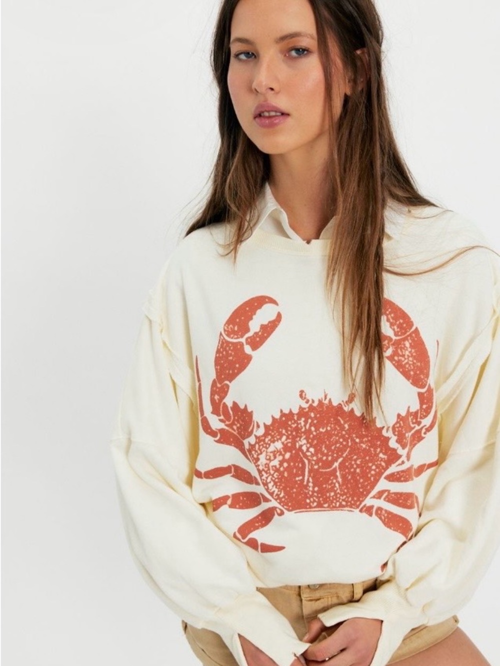 NWOT! We The Free Free People Graphic Camden Crab Sweatshirt ~ S